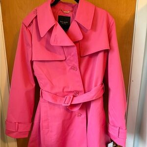Kate Spade NY Women's Short Single-Breasted Pleated Back Trench XXL